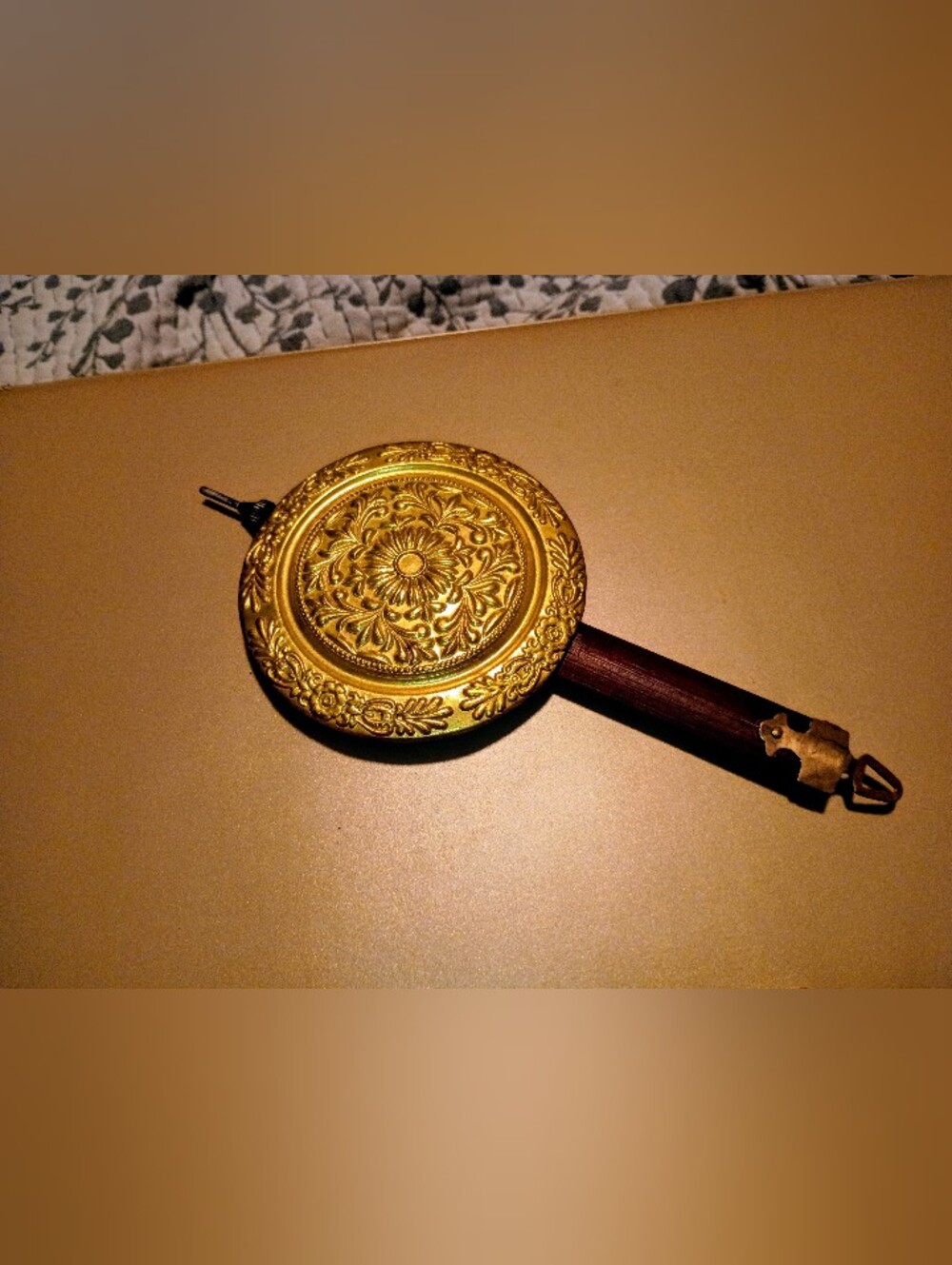 Antique brass bed warmer